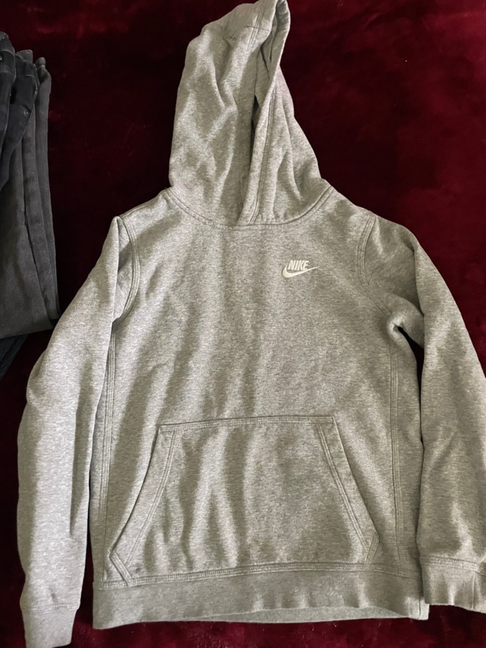 Nike Gray Heather Pullover Hoodie with White Swoosh